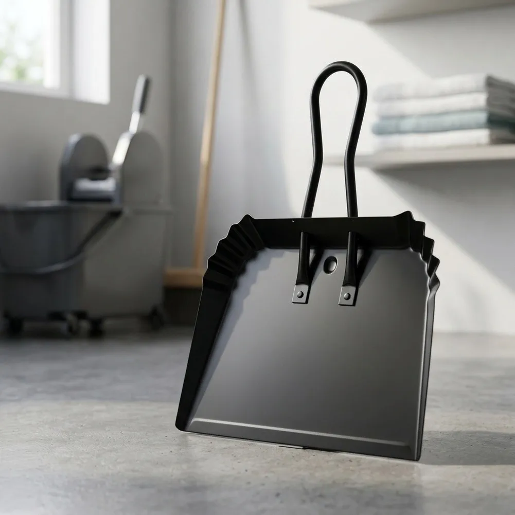 Metal Dustpan with Floor Hugging Edge for Efficient Ash and Debris Collection Suitable for Indoor Outdoor Cleaning Use
