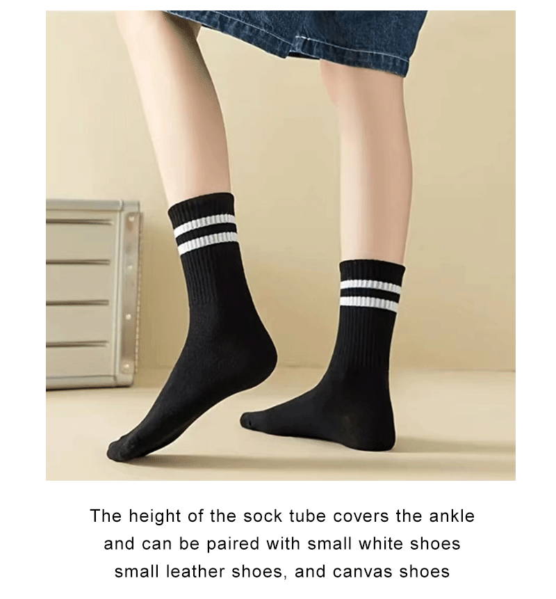 5/6/10 Pairs Women's Mid Socks Solid Color Breathable Comfortable In Autumn Winter Absorbing High-Quality Casual Socks Sports