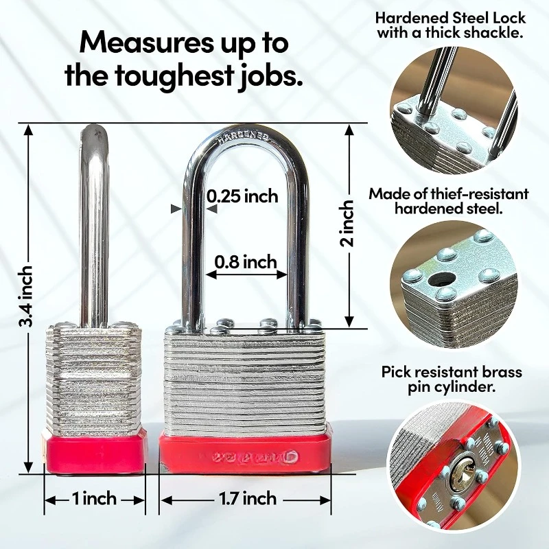 48 Keyed Alike Padlocks , Locks with Keys, Hardened Steel Case, Pick Resistant Brass Pin Cylinder for Hasp Latch, Locker, Gate