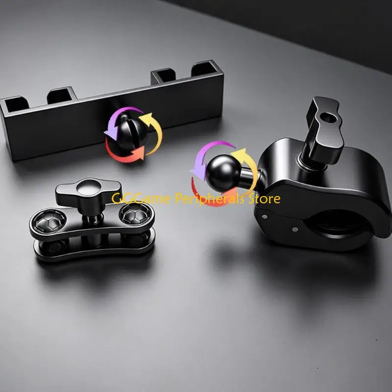 U55B Radio and Speaker Unit Bar Mount with Mechanical Clamp Base, 360 Degree View Change and Two Slot Holder for Outdoor Road