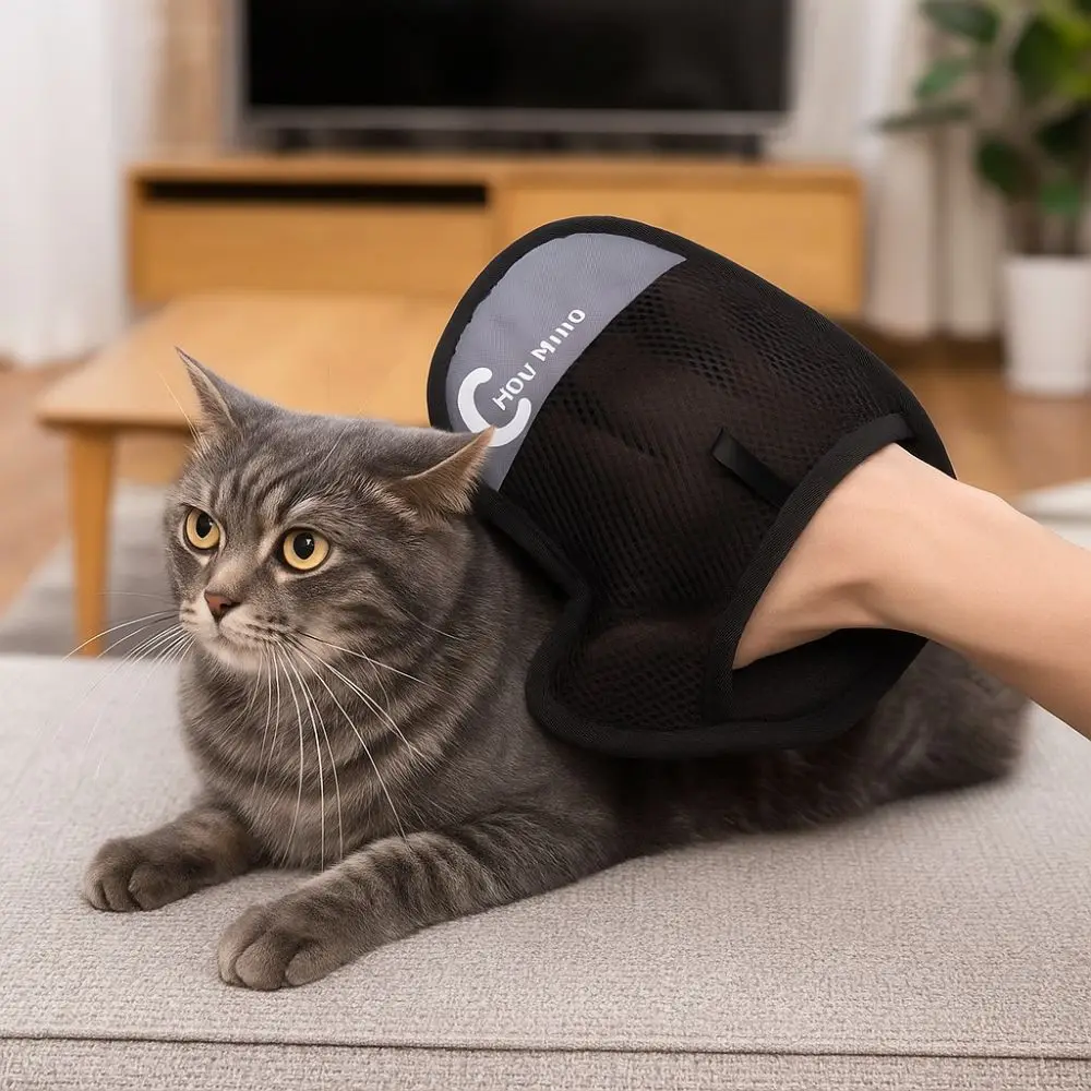 2 قطعة مكافحة ساكنة إزالة شعر الحيوانات الأليفة قفازات إزالة الغبار تنفس كهرباء مزيل الشعر شبكة فرشاة إزالة الفراء للكلاب القط #4