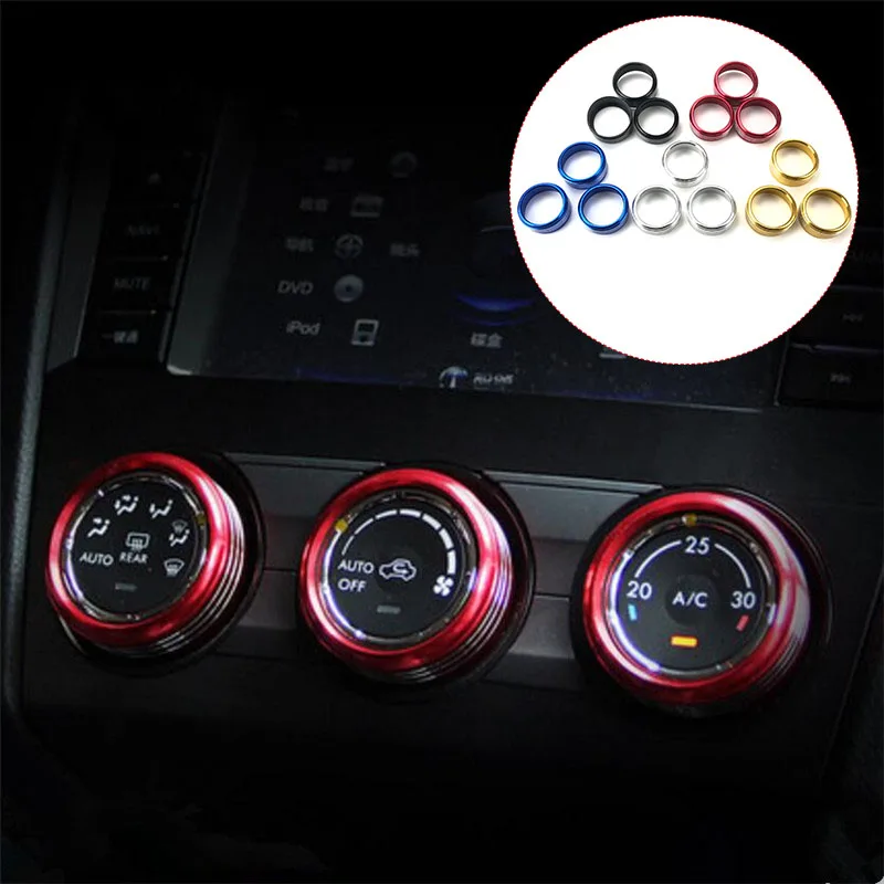 3Pcs/Set Car Styling AC Adjustment Knob Decorative Ring For Subaru Forester Impreza XV Crosstrek WRX Levorg Auto Accessories view 2