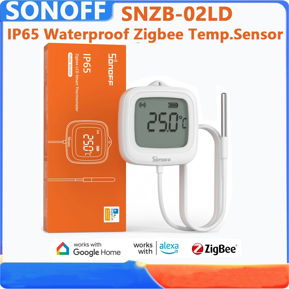 SONOFF SNZB-02LD IP65 Zigbee LCD Smart Thermometer With Probe Smart Home Zigbee 3.0 Temperature Sensor For Water Tank Greenhouse