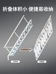 Folding stairs against the wall Household attic Side wall ladder