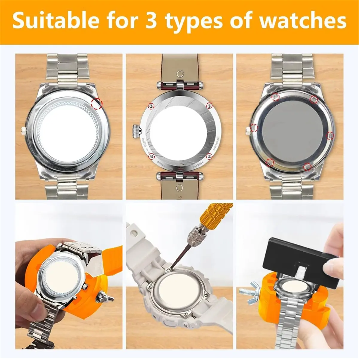 A008 Watch Case Opener Tool: Watch Battery Replacement Tool Kit for Back Removal and Maintainance with Adjustable Case Opener