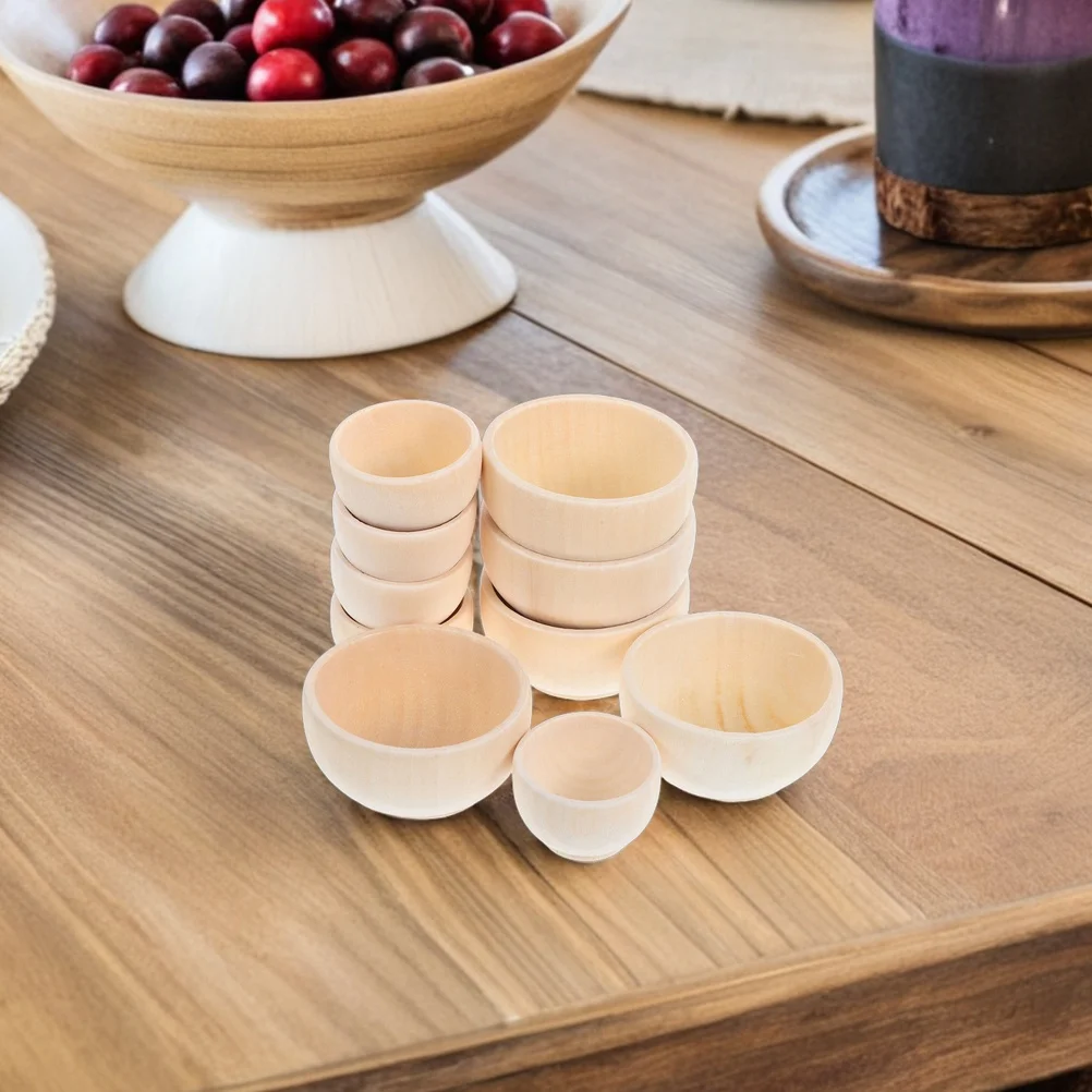 

20Pcs Blank Wood Miniature Bowls Unfinished Tiny Bowls for DIY Craft Painting Dollhouse Art Supplies Small Wood Bowl