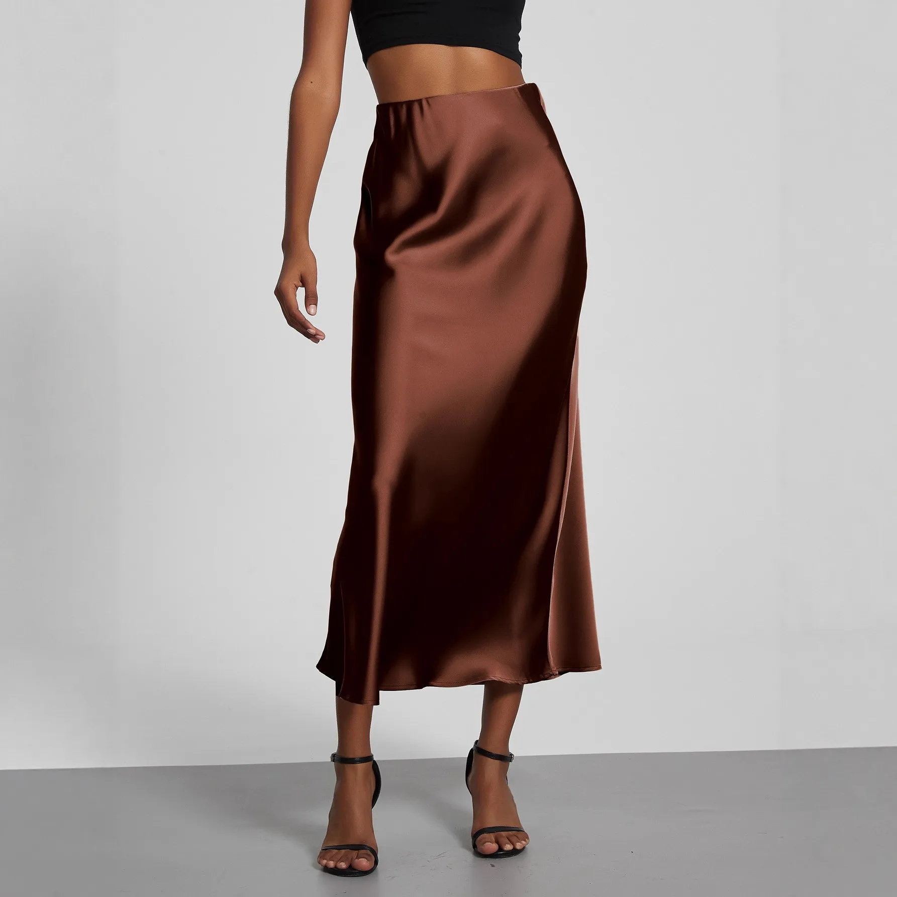 Women's Elegant Mermaid Long Satin Skirt Solid Color Bias Cut High Waist Maxi for Women Female Clothing Women's Woman Clothes
