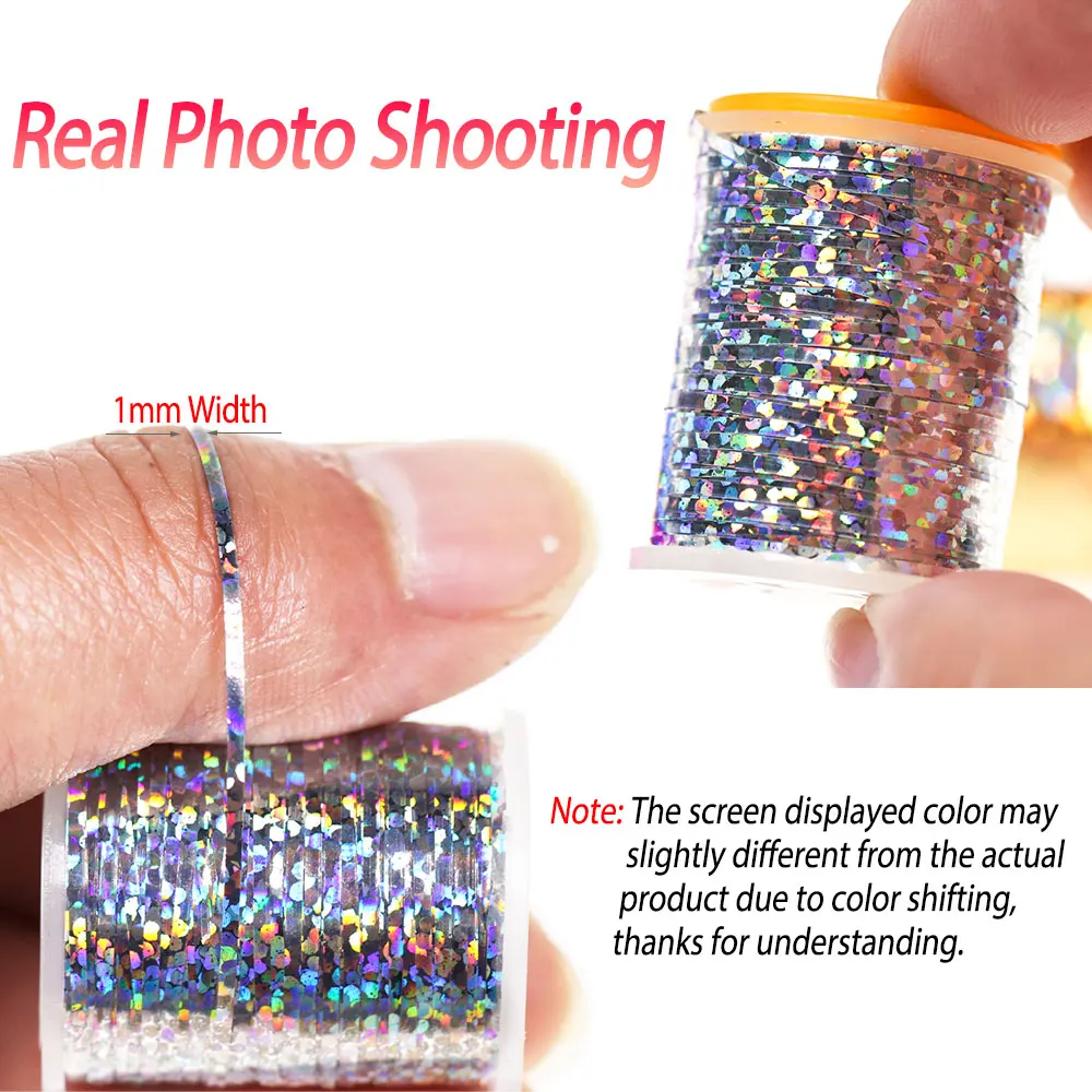 1pc/2pcs 1mm Flat Mylar Tinsel Flash Holographic Flashabou Tinsel Fly Tying Material For Flashback Nymphs Salmon Streamer Fly - view 5