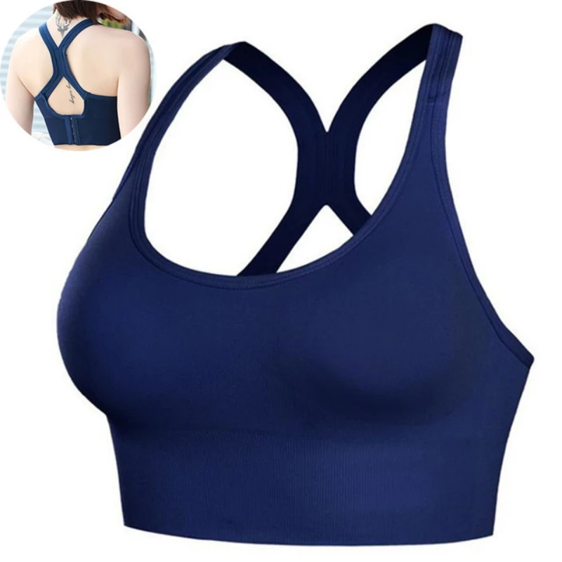 Sports Yoga Adjustable Back Buckle Women's Vest Without Steel Ring Shock-Absorbing Sports Tops Cross Back Beauty Seamless Bras image 4