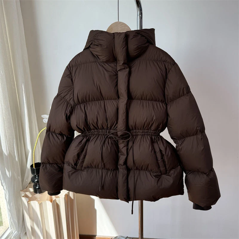 Inverno cordão rendas neve jaqueta quente das mulheres com capuz puffer jaqueta feminina parkas de alta qualidade algodão acolchoado casaco