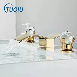 Tuqiu Basin Faucet Gold and White Swan Faucet Brass Black Bathroom Faucet Bathroom Basin Faucet Mixer Tap Hot Cold Sink faucet