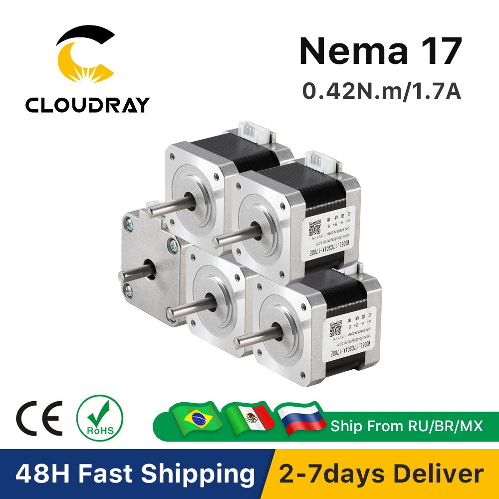 Silnik krokowy Cloudray Nema 17 0,42 Nm 1,7 A 2-fazowy silnik krokowy 40 mm 4-odprowadzeniowy do drukarki 3D Frezarka CNC do grawerowania
