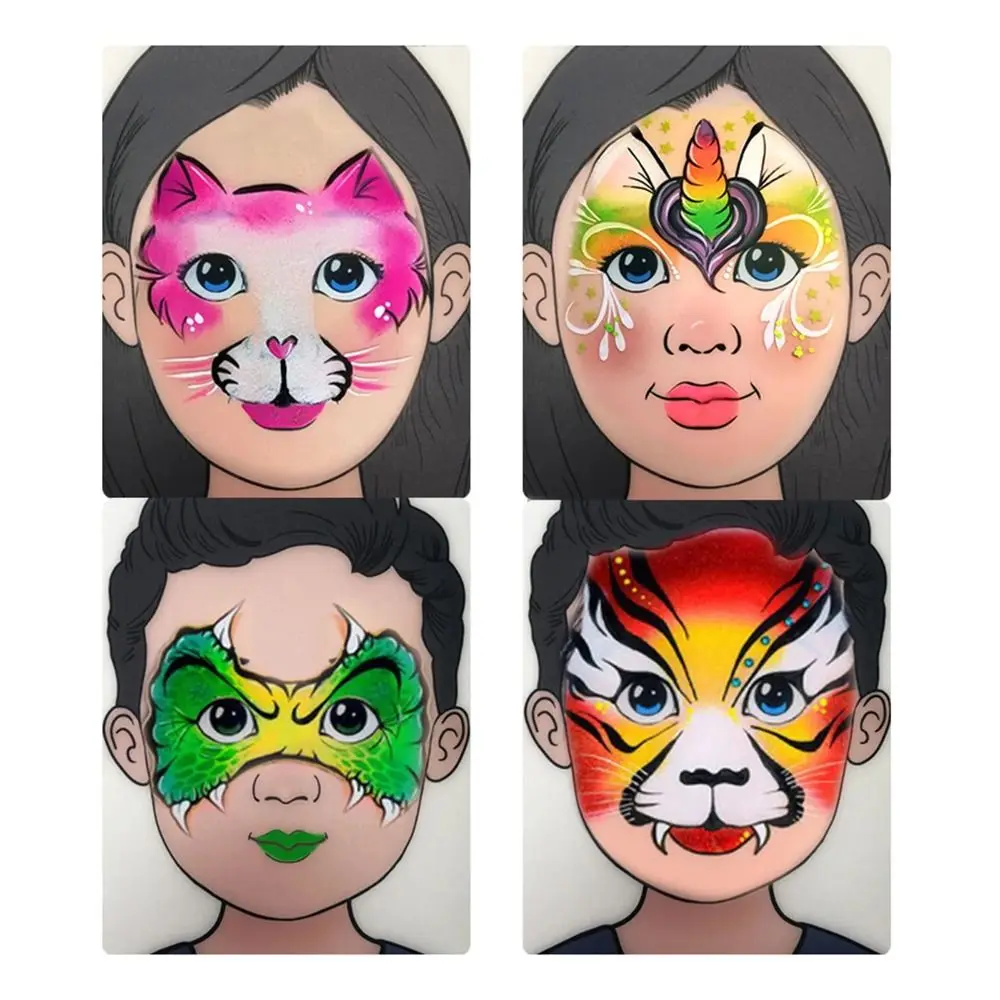 Nouveau modèle de pratique de maquillage réutilisable, planche de pratique de visages en plastique pour novices, pochoir de peinture faciale lavable pour Art corporel