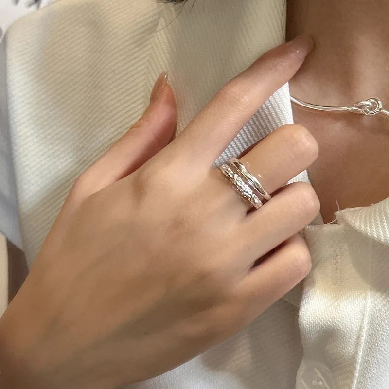 

Anillos De Plata Al Por Mayor S925 стерлингового серебра двойное кольцо корейский стиль ювелирные изделия оптом