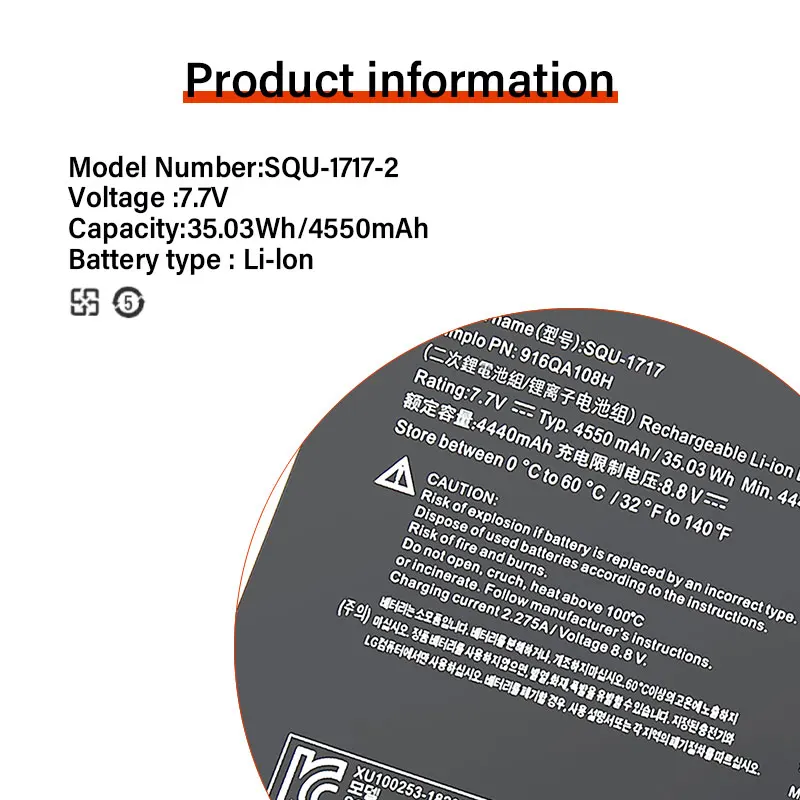 Baterai Laptop UNTUK HASEE KINGBOOK U65A QL9S04 QL9S04 SQU-1717, 7.7V, 4550mAh, 35,03wh, U-1717