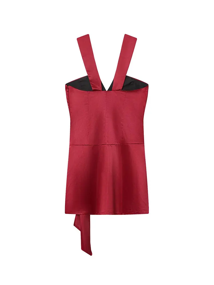 NLZGMSJ 2026 섹시 시크 여성 드레스 리본 민소매 스트레이트 미니 캐미 드레스 패션 휴가 파티 드레스