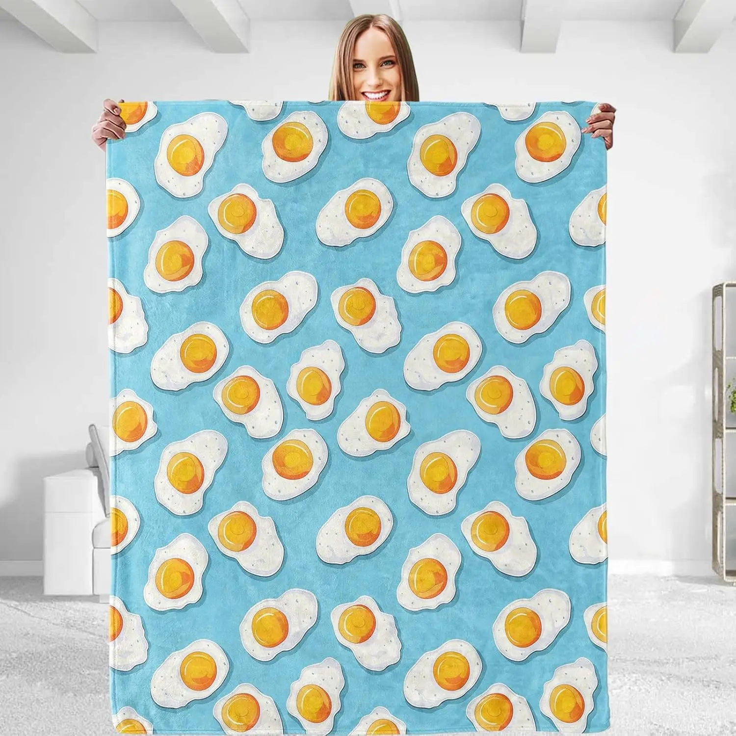 

Fried Egg Theme Throw Blanket - Soft Plush, Lightweight, Warm, Fuzzy Flannel Blanket for Couch, Bedroom, Travel,Outdoor - Comfy