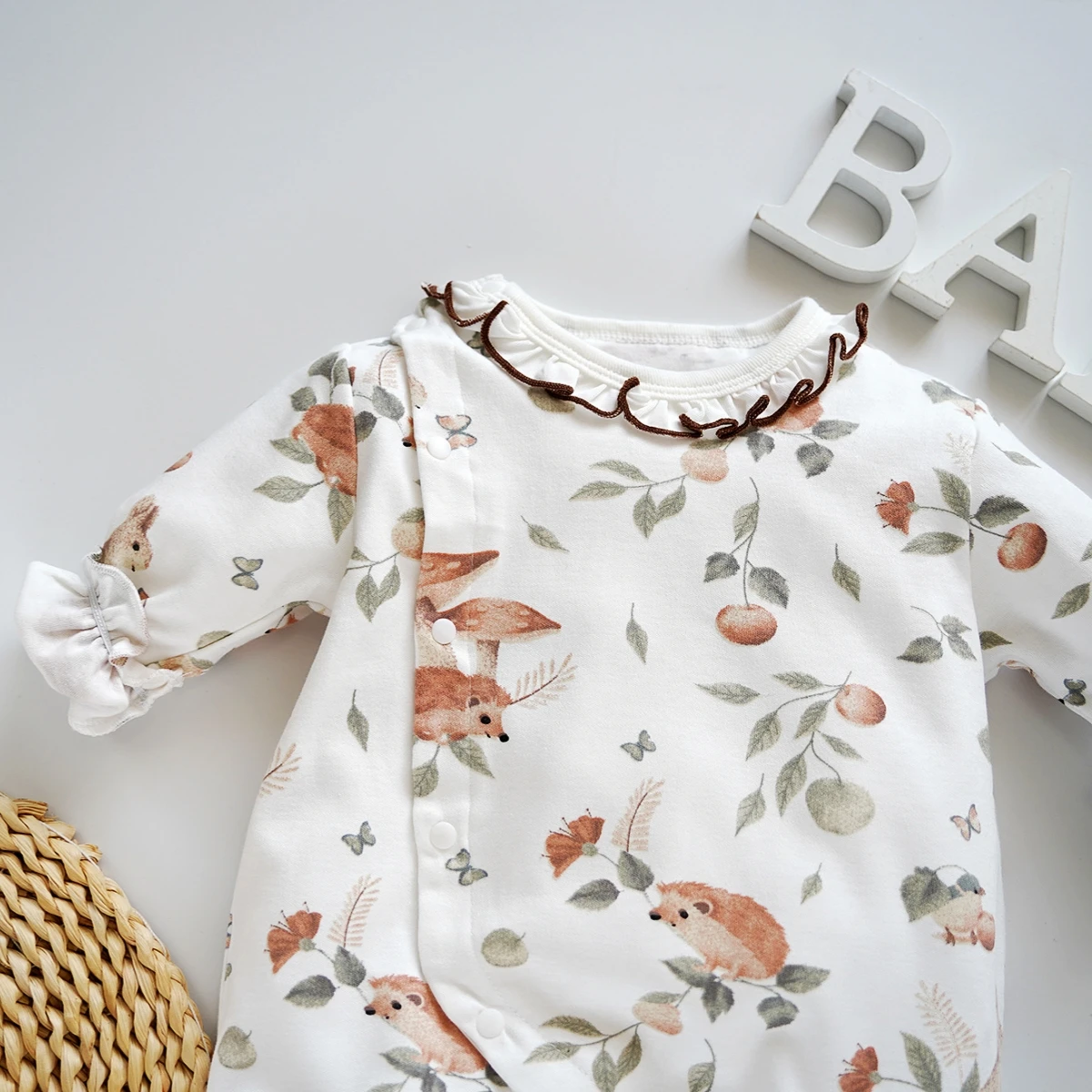 3-12 month baby girl rompers long sleeve cartoon hedgehog print baby onesie newborn home clothing toddler full moon clothes