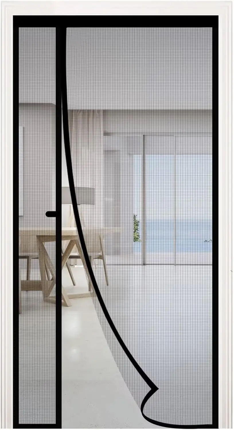 

Fiberglass Magnetic Door Screen, Fit 30x80, Auto Close Mesh with Magnets, Self-Closing Curtain for Patio