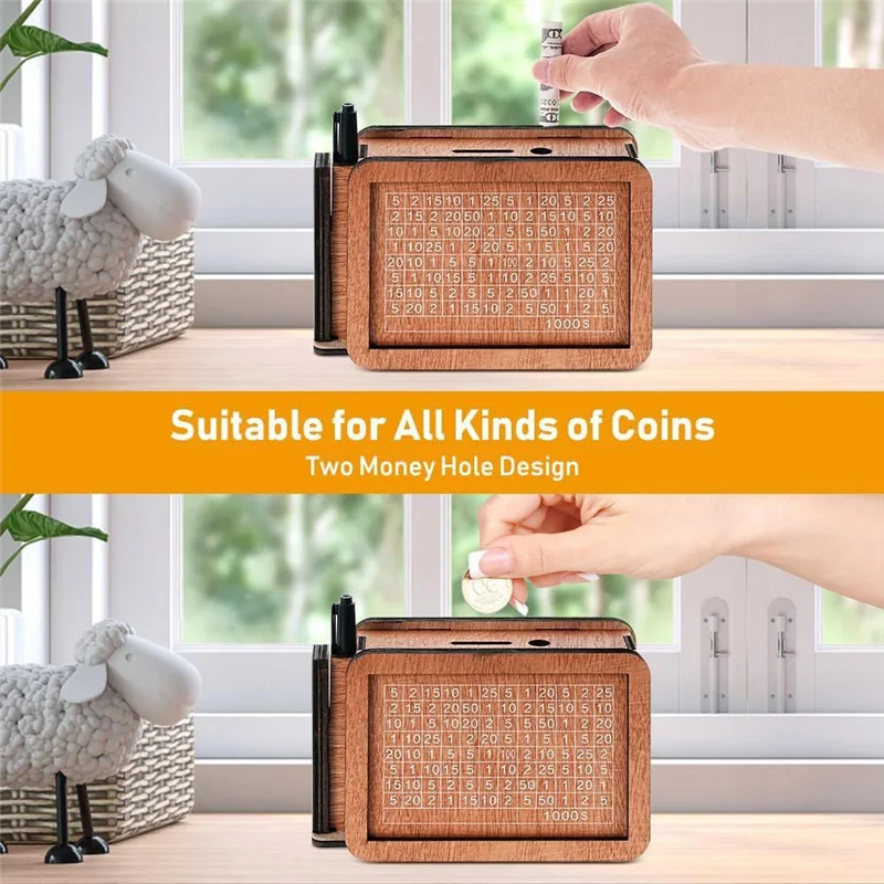Wooden Money Box With Cash Vault Design, Wooden Piggy Bank, Cash Vault Wooden Savings Box, Money Box With Money-Y41A