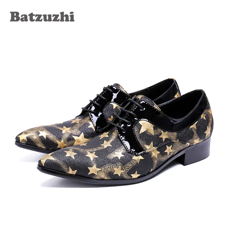 

Batzuzhi Italian Handmade Men Shoes Pointed Toe Leather Dress Shoes Men Oxfords Glad Stars Party and Wedding Shoes Men, US6-12