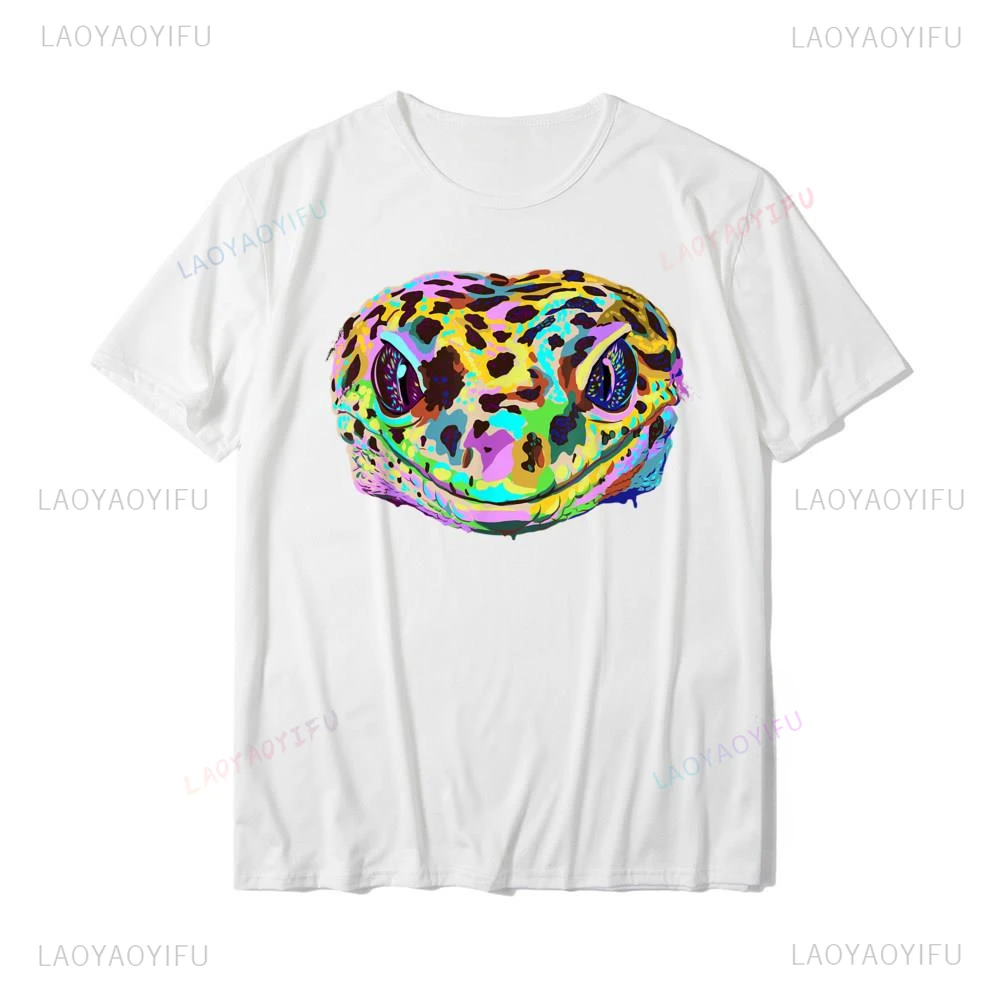 New Arrival Unique Colourful Reptile Leopard Gecko T-Shirt Casual Fashion Loose Streetwear Man T Shirts Hip Hop Harajuku Tees