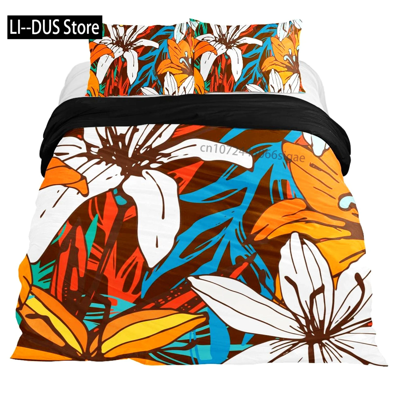 

Blooming Lily Flowers Duvet Covers Set Full Size Soft Comforter Bedding Set for Kids Women Men, 1 Duvet Cover and 2 Pillowcase