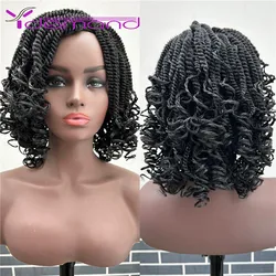 Y Demand Short Braided Wigs For Black Women Heat Resistant Crochet Box Braided Bob Wig African Synthetic Braiding Hair Wig Bob