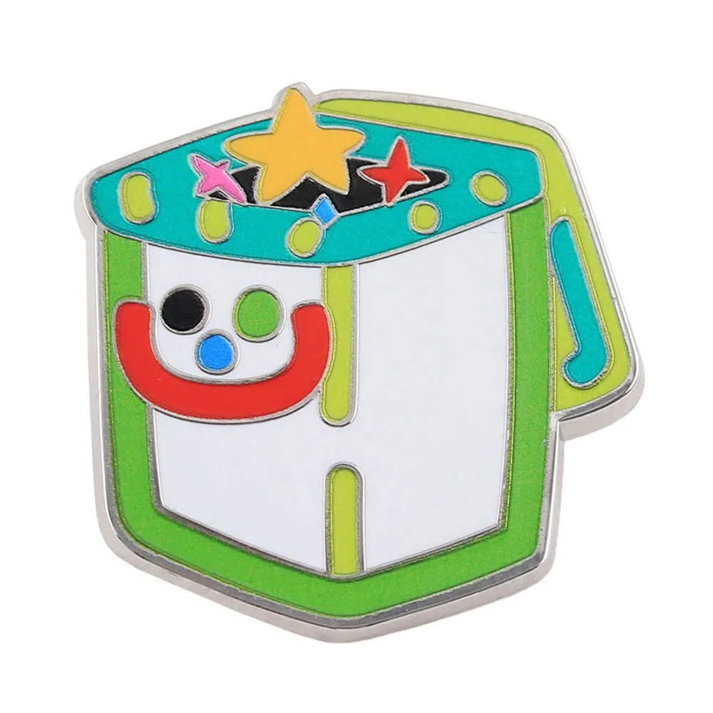 Lustige Jack-in-the-Box Emaille-Pins Retro Zirkus-Clown Überraschungsbox Broschen Niedliche Bunte Stern-Abzeichen Cartoon Rucksack Anstecknadel J – Detail 1