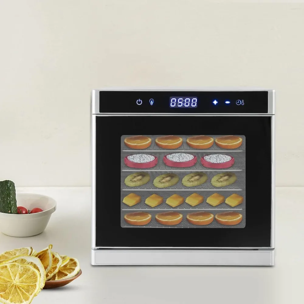 Food Dehydrator Stainless Steel Dehydrator Machine with 24H Adjustable Digital Timer and LED Display Screen Food Dryer Machine