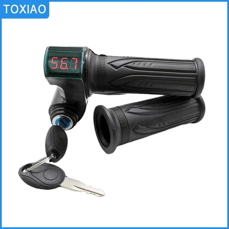 

12-99V Battery Voltage Indicator Digital Ebike Twist Throttle with Key Switch for electric scooter tricycle bicycle MTB ATV part