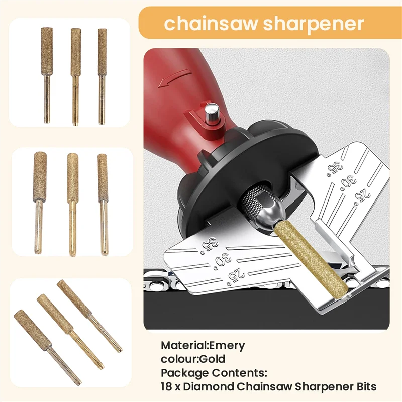 18PCS Diamond Chainsaw Sharpener Bits, Diamond Stone Chain Saw Chainsaw Sharpener For Polishing Chain Grinding Tool-AT30