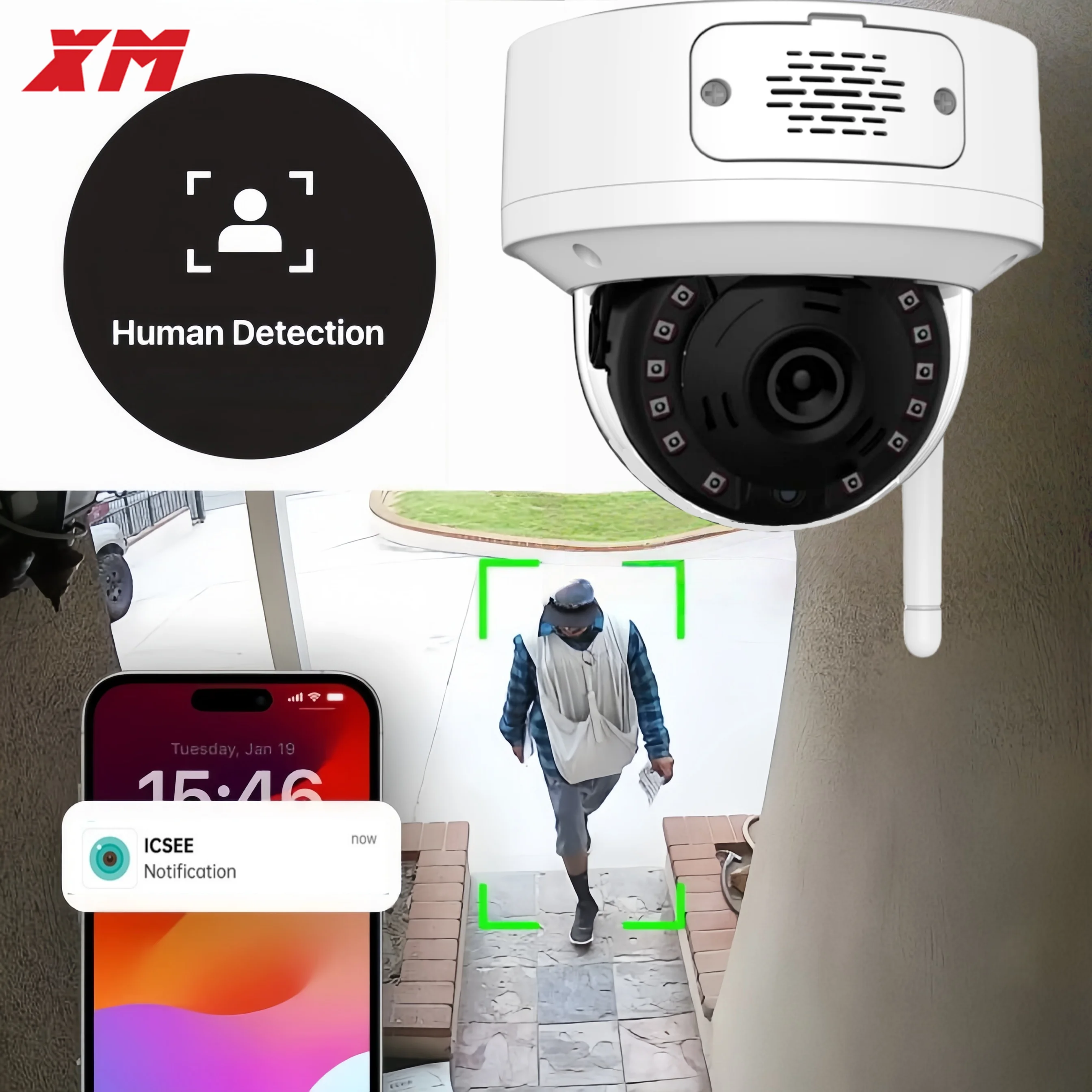 4K 8MP Wireless Outdoor Security Camera with AI Night Vision 68ft IR Human Detection IP67 Waterproof Metal Dome IP Camera H.265