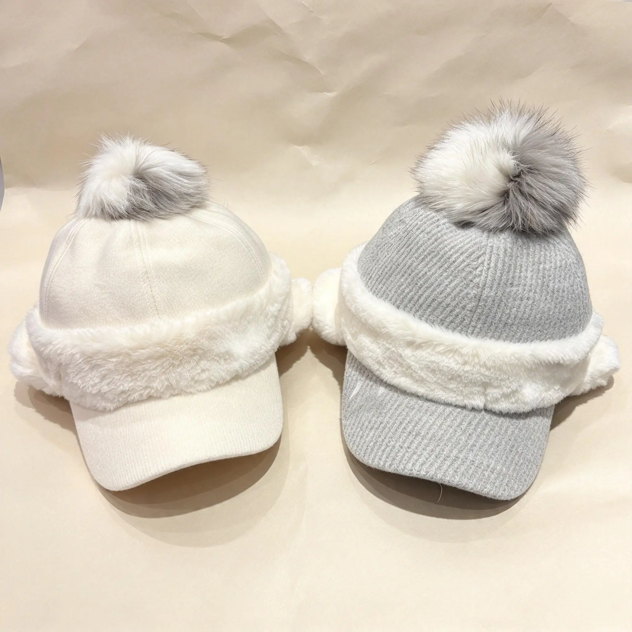 New Golf Rabbit Fleece Cap, Plush Sports Golf Hat, Breathable Sun Protection Warm Hat with Detachable Earmuffs