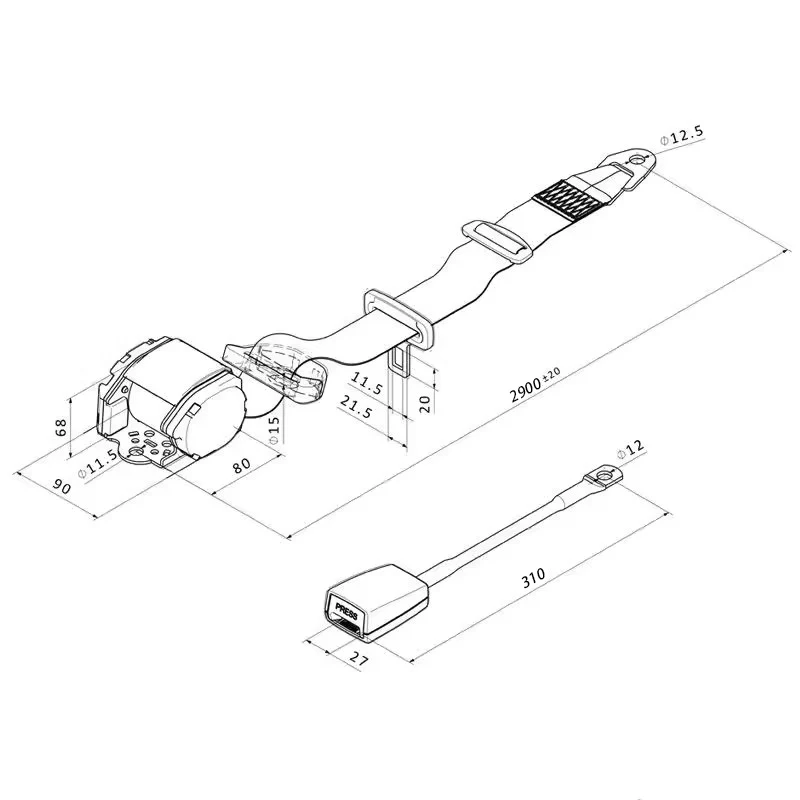 3-Point Car Fully Automatic Retractable Self-Locking Seat Belt Assembly Accessories for Passenger Buses School Buses and Trucks view 6