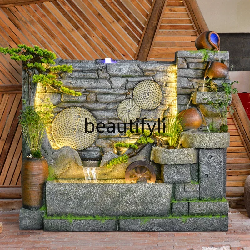 

A26 Water curtain wall, running water screen, courtyard, garden arrangement, circulating water landscape, floor ornament, founta