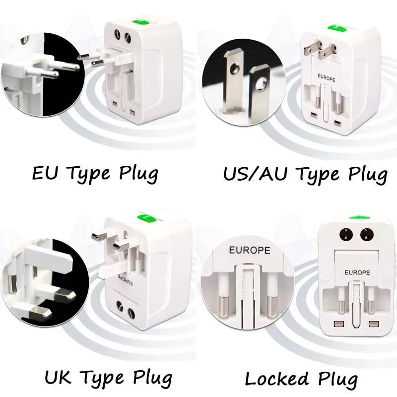 Universele Usb Reisstekker Adapter Us Au Uk Eu Multifunctionele All-In-One Ac Power Socket Converter Plug Adapter Wit 6a 250V