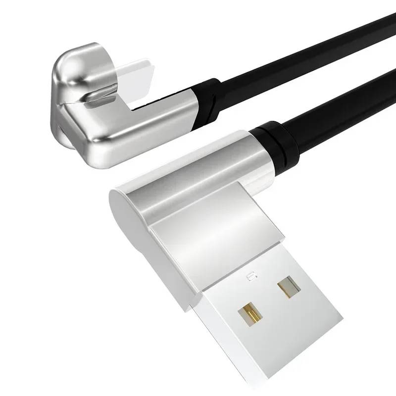 สายซิงค์ข้อมูลแบบข้อศอก180องศาสำหรับชาร์จเร็วสีแดง USB TYPE-C รูปตัวยูคู่มุมฉากซิงค์อัลลอย USB-C เกมมือถือ