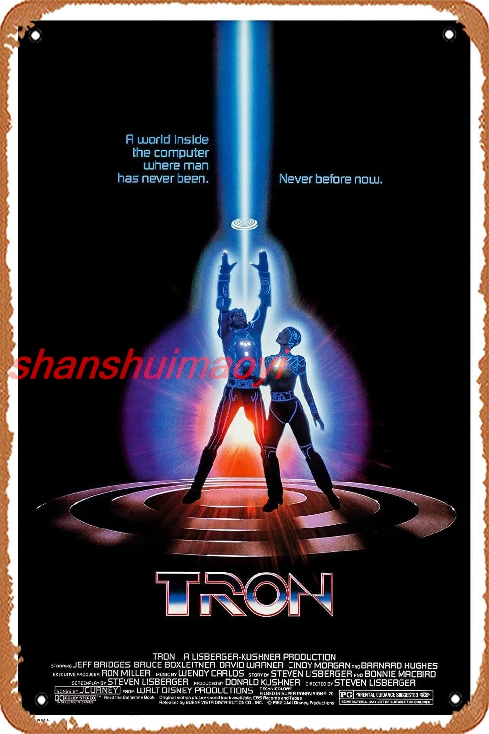 Cartel de letrero de metal Tron (1982) 8 x 12 pulgadas, letrero decorativo divertido, placa para exteriores, anuncios