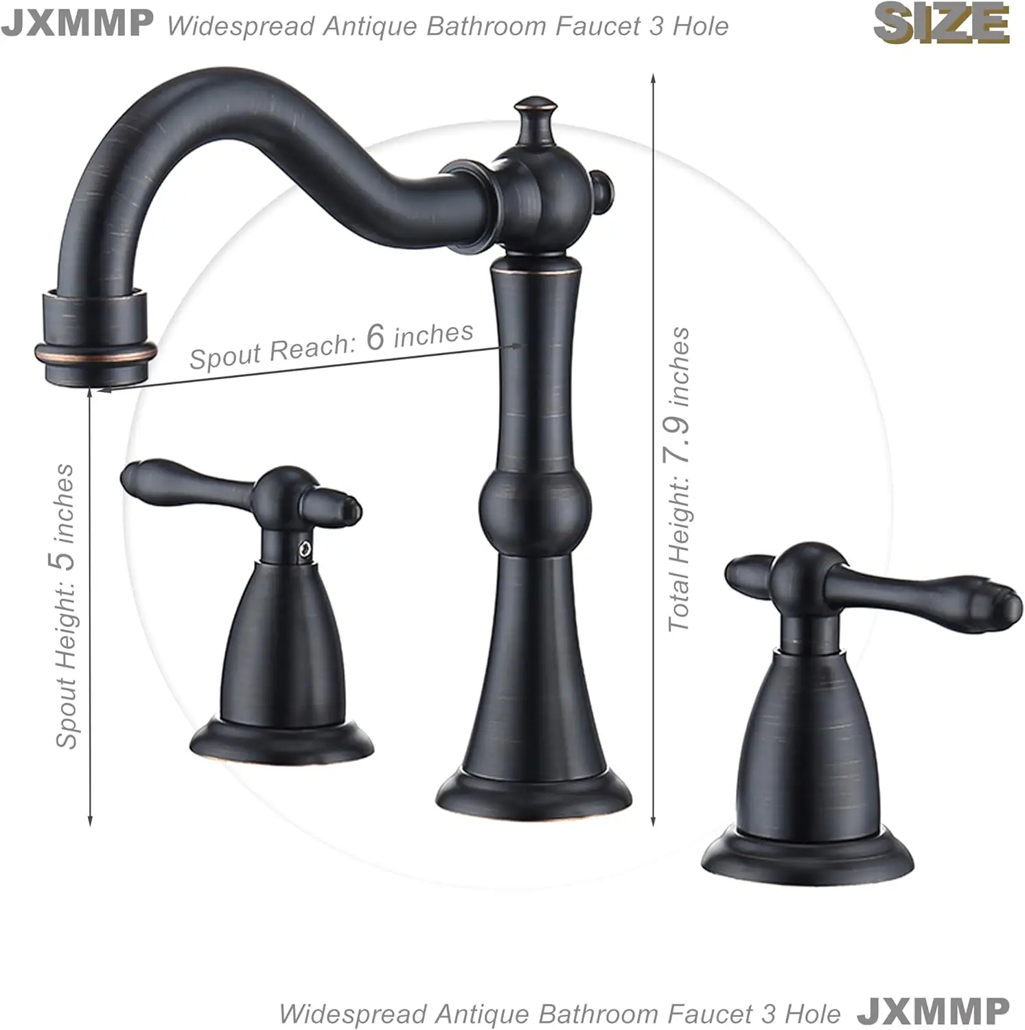 Oil rub Bronze antique bathroom faucet with 3-hole, wide 8-inch bathroom sink faucet, eject drain and cUPC supply hose