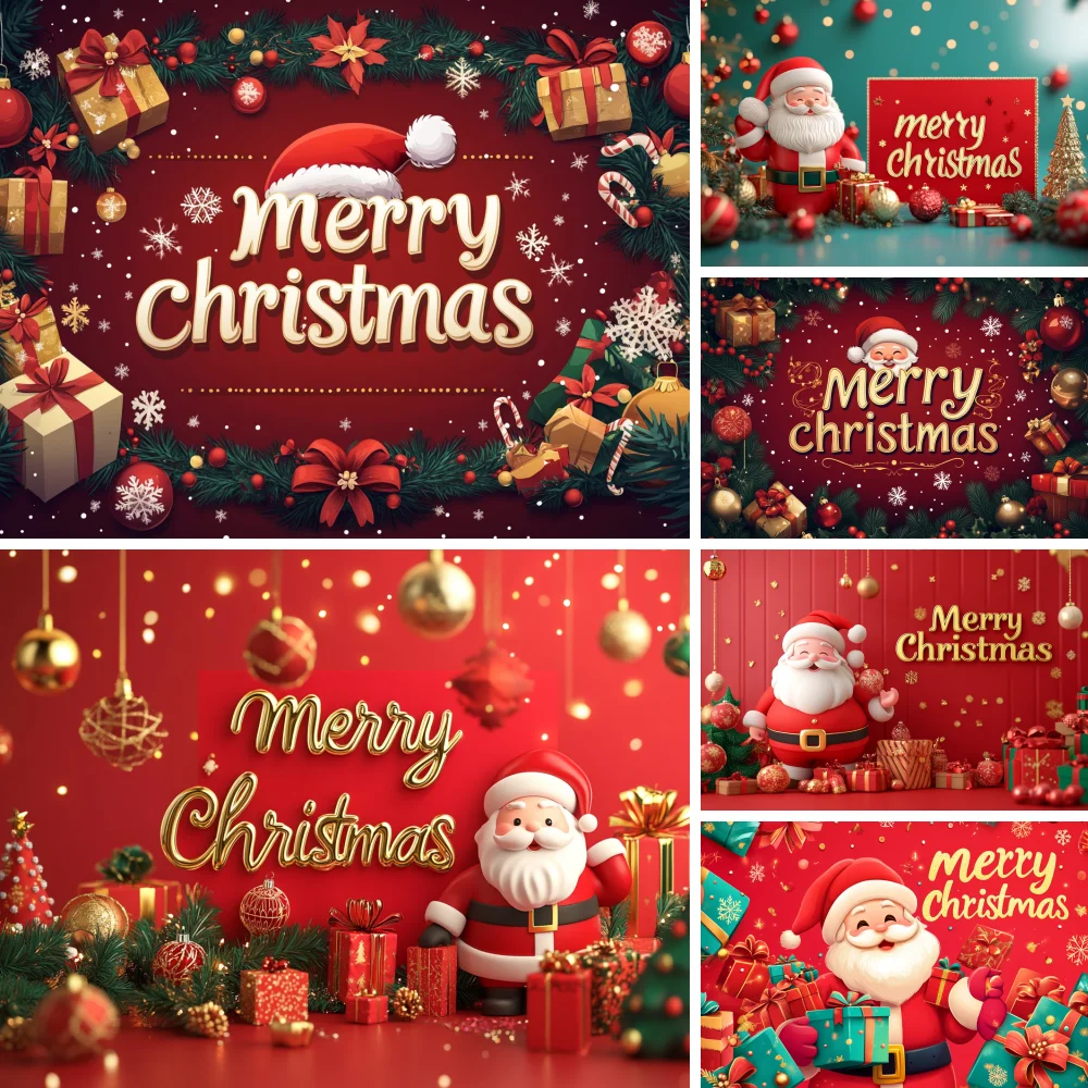 

Christmas Party Background Banner Suitable For Christmas Party Decoration New Year Photography Props Cartoon Fireplace