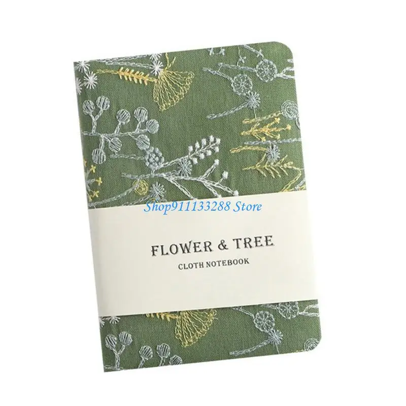 G88D Embroidered Notebook 256 Pages College Ruled Small Journal Notebook for Student Women Writing Hardcover Journal Notepads
