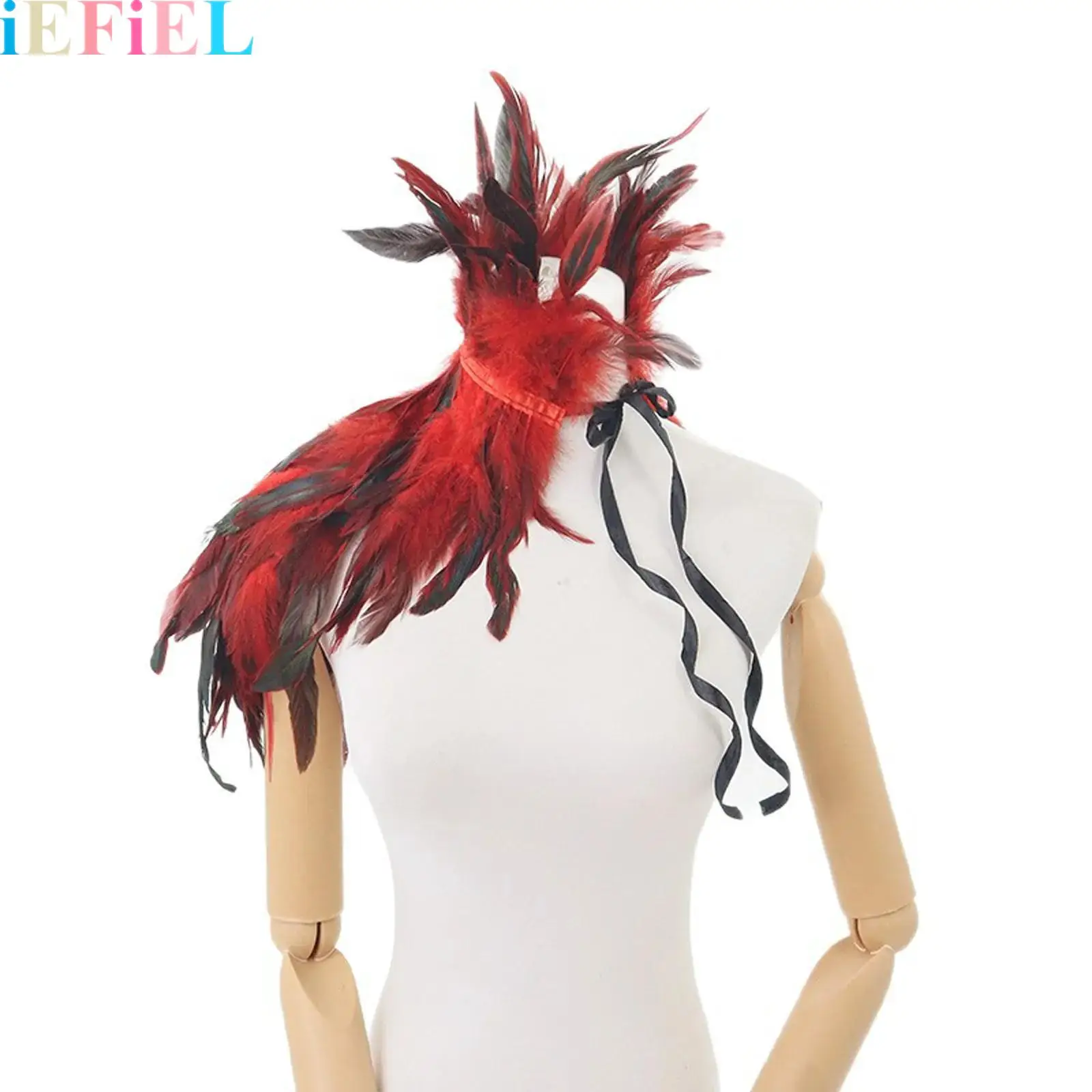 

Накидка-шаль на одно плечо с кружевом и перьями для взрослых, аксессуар для костюма на маскарад, Хэллоуин, тематическую вечеринку