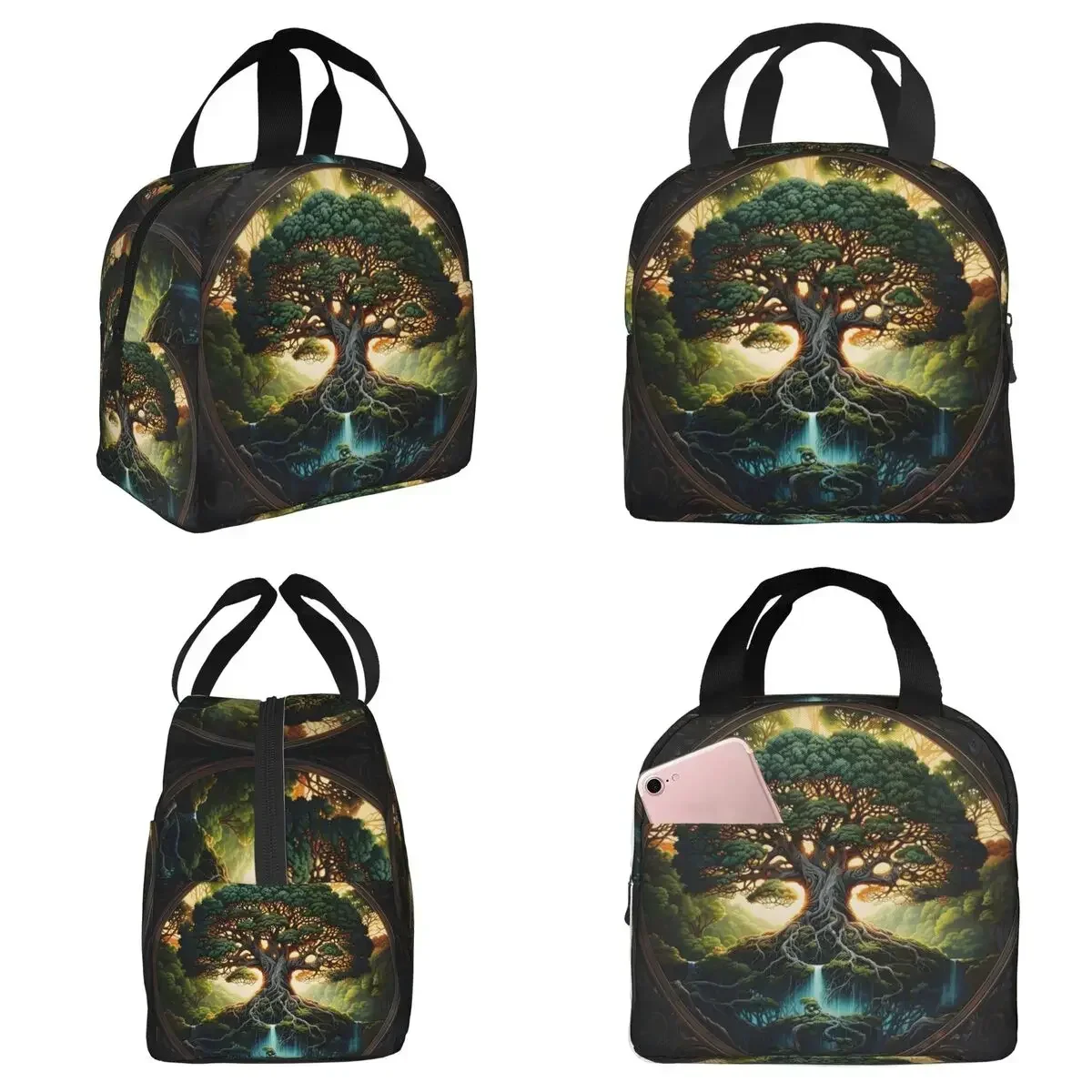 Great Tree Of Life Digital Print Insulated Lunch Bag for Women Office Cooler Thermal Food Box Tote Lunch Boxes Container