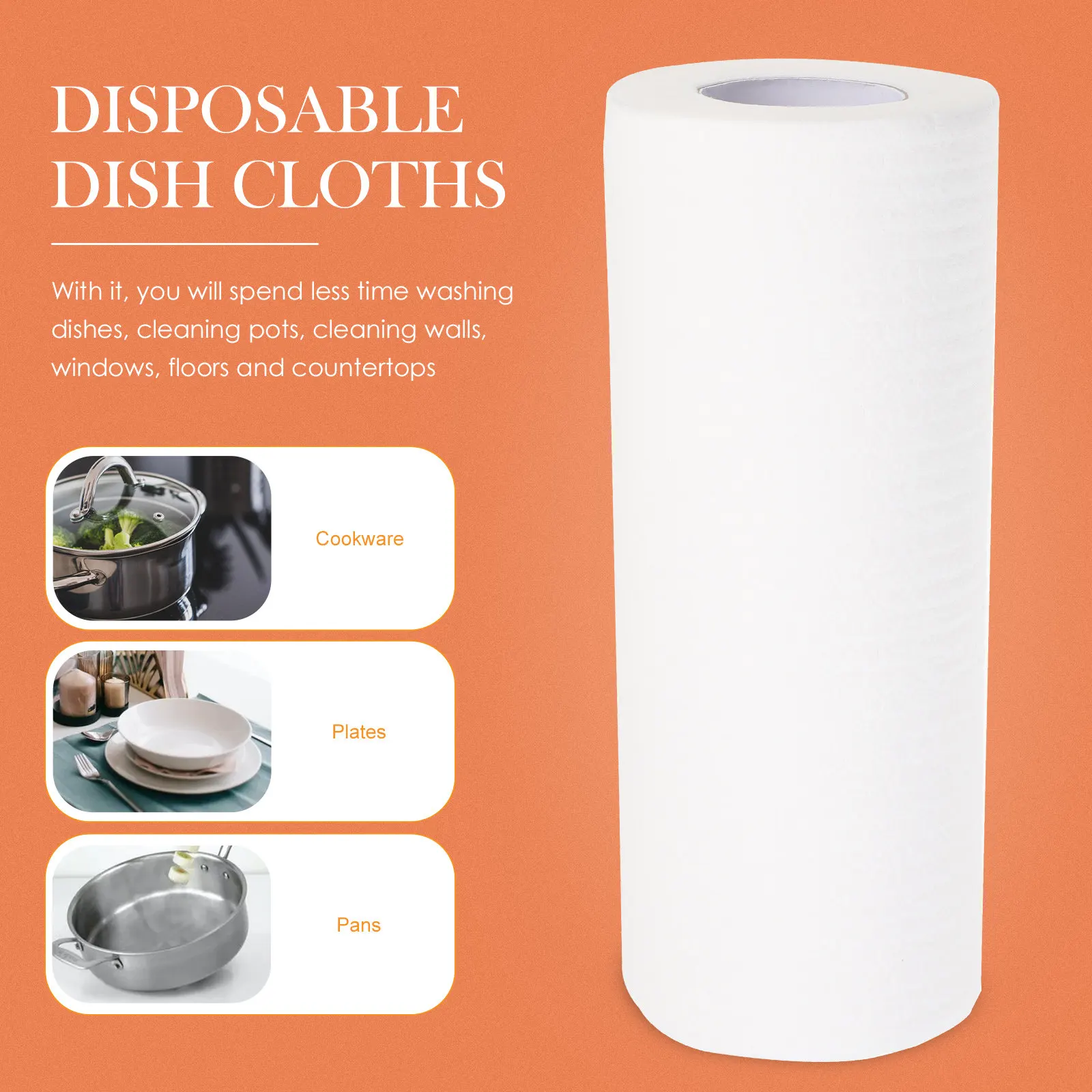 

3 рулона одноразовых салфеток для сухой и влажной уборки, мягкие нетканые, для мытья посуды, столешниц и окон