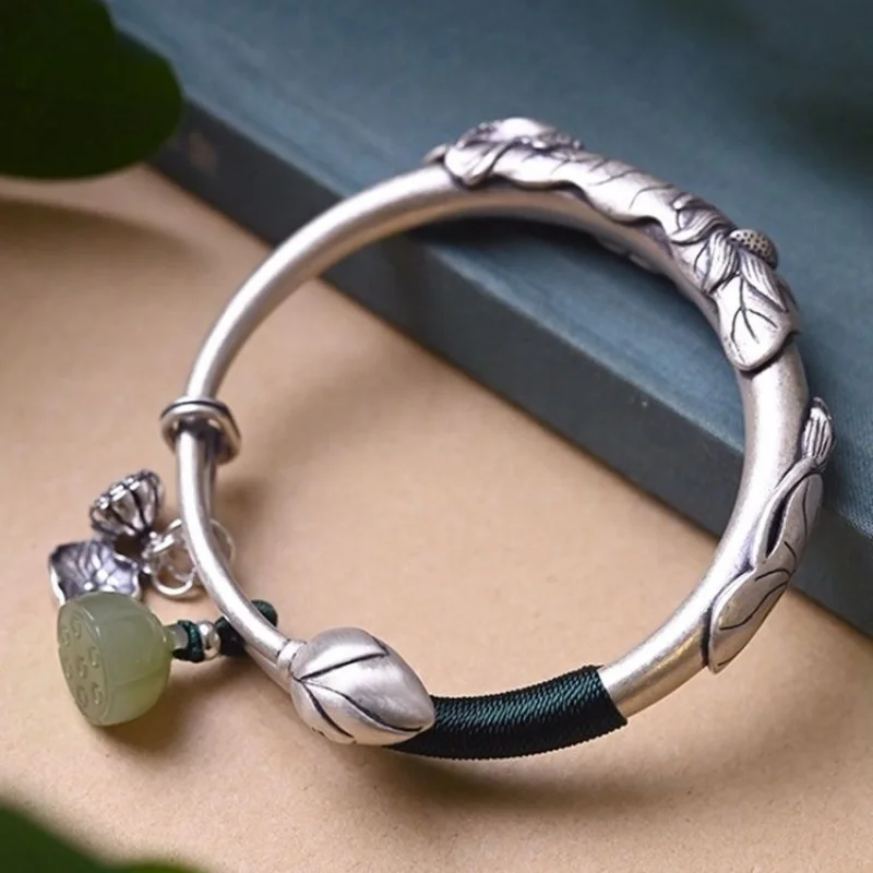 Women'S 999 Push-Pull Ethnic Silver Bracelet