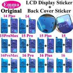 10pcs Back Cover Waterproof Seal Sticker for iPhone 14 / 15 Pro Max / 16 Plus  Back Frame & LCD Screen Bezel Adhesive