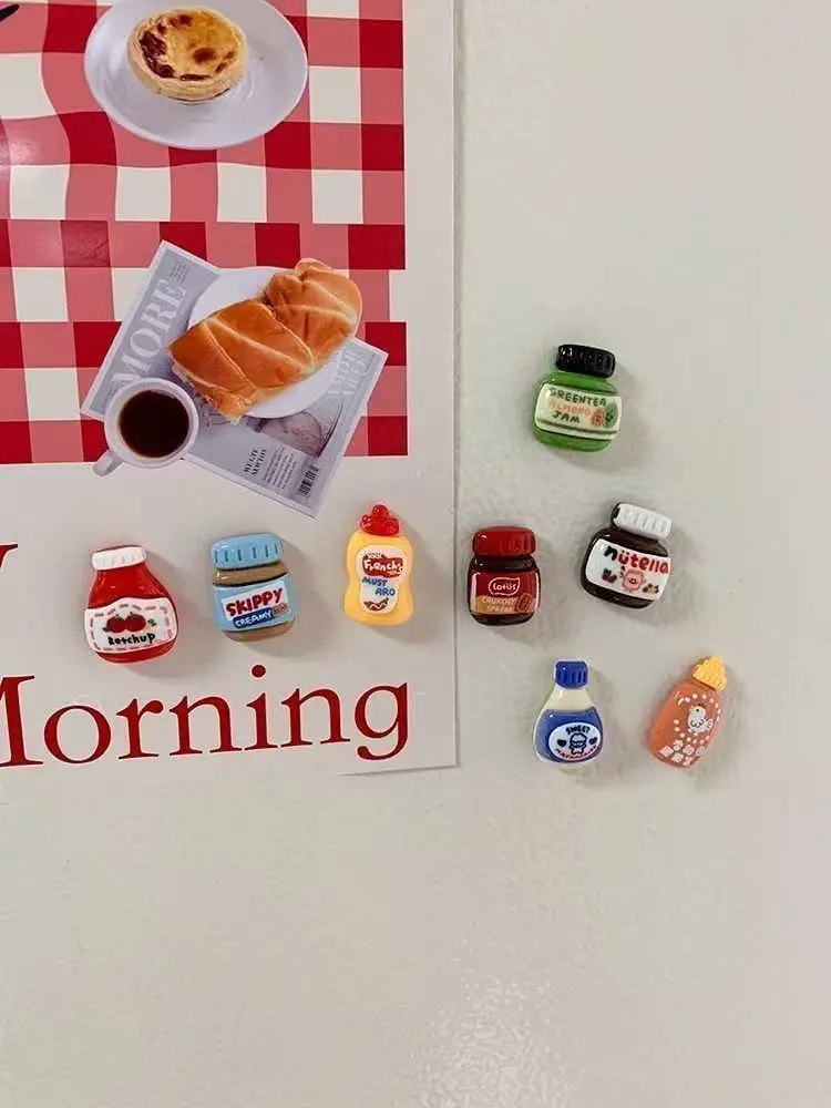 8pcs Kawaii Cartoon Food Fridge Magnets Cute Adhesive Fridge Decor for Refrigerator Locker Cabinet, Fun Kitchen Office Bulletin