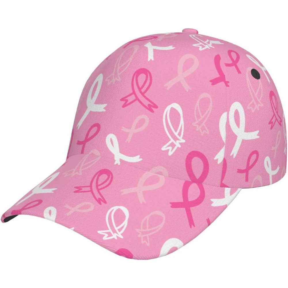 

Breast Cancer Awareness Print Baseball Cap Adjustable Golf Dad Hat Men and Women Trucker Hat for Curved Brim Snapback Cap Black
