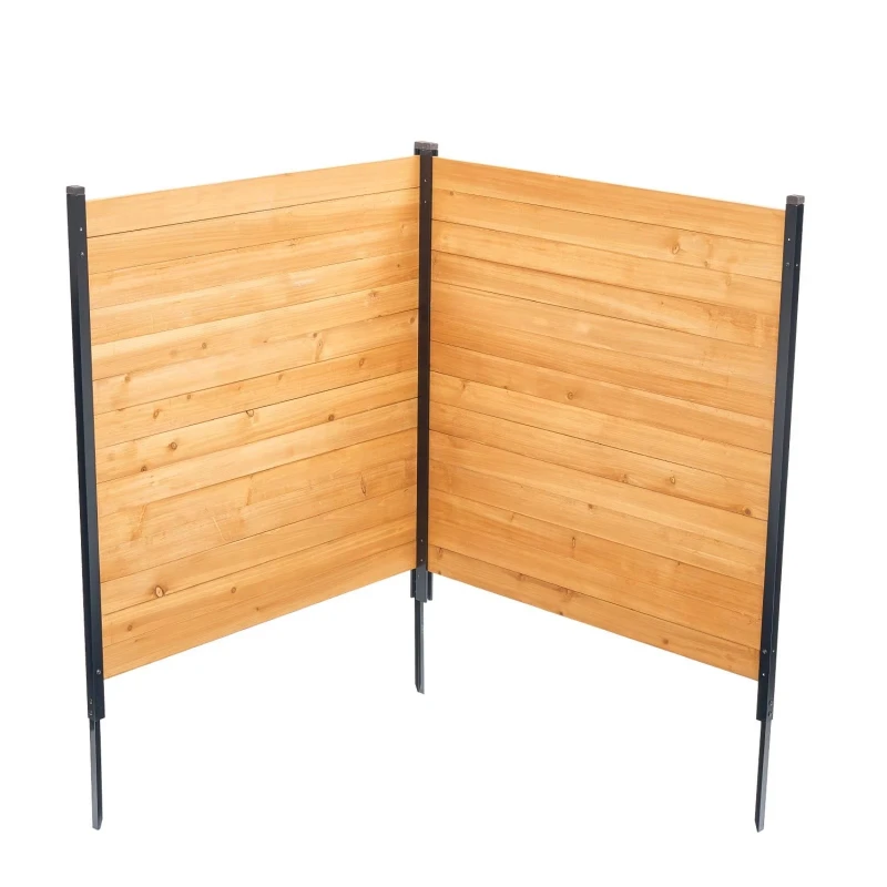 38 x 42 Solid Wood Fence Screen 2 Panel Simple Metal Pillar Pool Equipment Fence